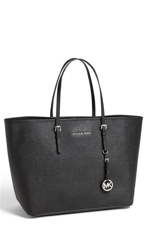 michael kors black tote with silver hardware|michael kors medium black silver.